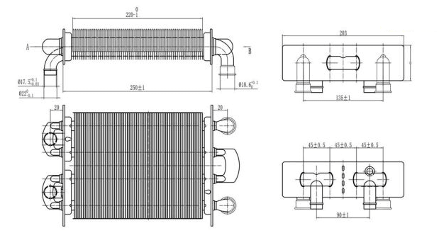 ТЕПЛООБМЕННИК БИТЕРМИЧЕСКИЙ BERETTA CAIO - 20005544 (АНАЛОГ)