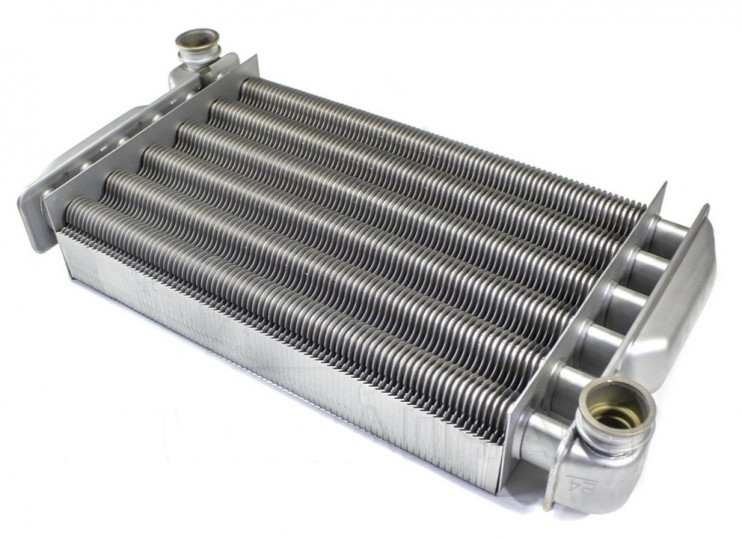 Теплообменник первичный, основной, Westen Pulsar, Pulsar D (дымоходная версия), Baxi Ecofour, Fourtech, Eco 3 Compact - 5677660 (Аналог, Турция)