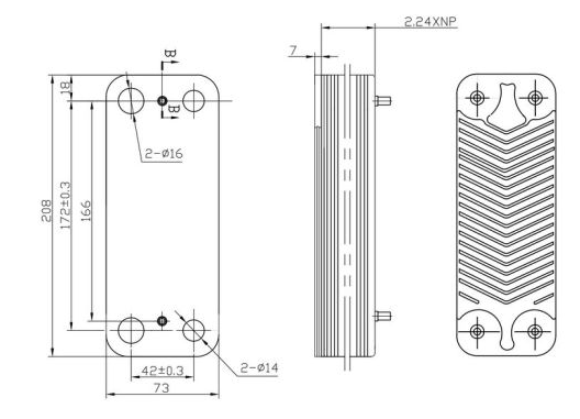 Теплообменник ГВС (вторичный) на BAXI Eco-3, Eco Four, Luna-3  (с 2014 года) 12 пластин (711612800) ZILMET (Италия)