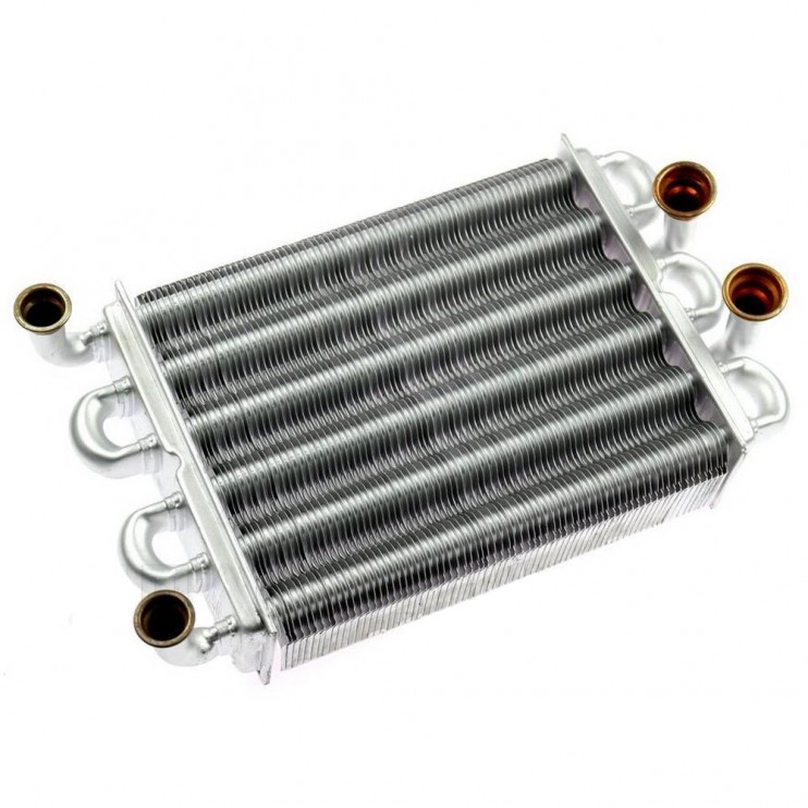 Теплообменник битермический для котла Ferroli Domiproject C24, F24, FerEasy C24, F24 - 39820060, 39819540, 37404110 (аналог)