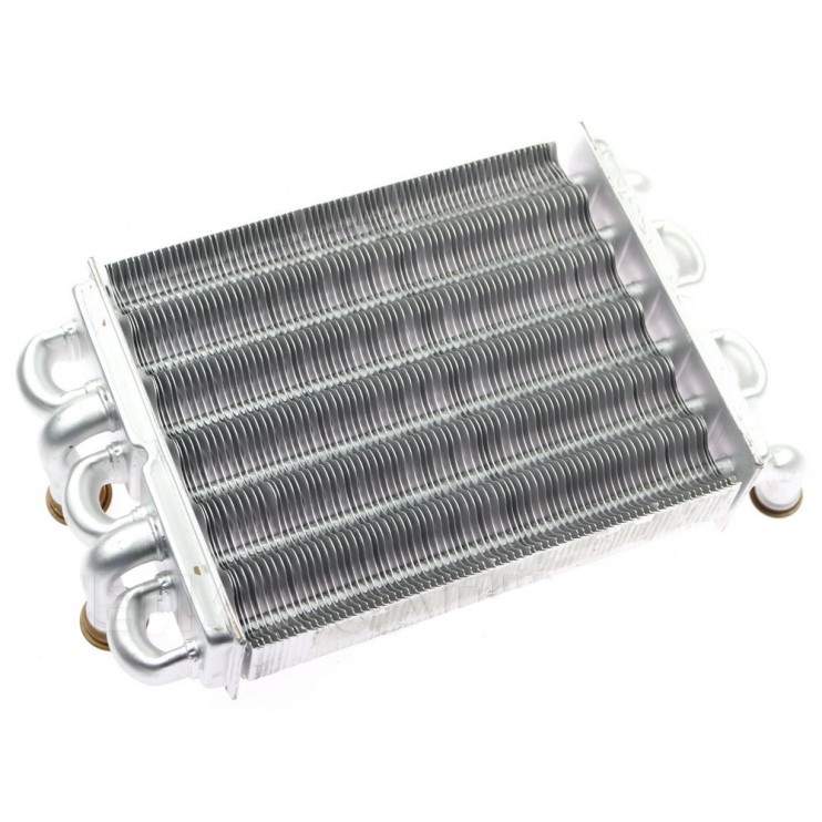 Теплообменник битермический для котла Ferroli Domiproject C24, F24, FerEasy C24, F24 - 39820060, 39819540, 37404110 (аналог)