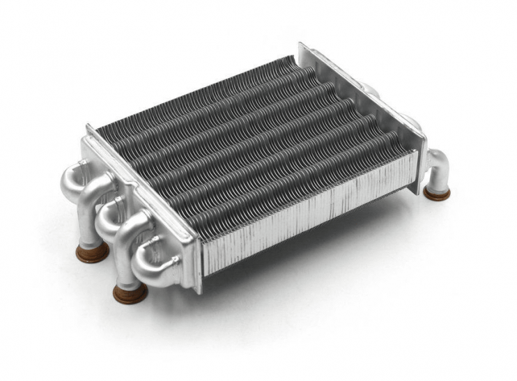 Теплообменник битермический для котла Ferroli Domiproject C24, F24, FerEasy C24, F24 - 39820060, 39819540, 37404110 (аналог)