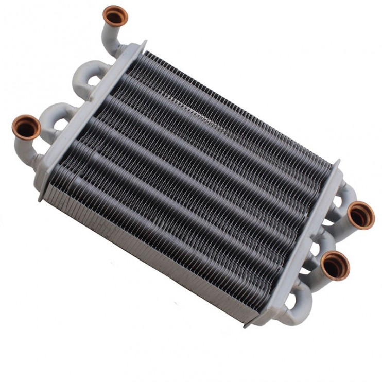 Теплообменник битермический для котла Ferroli Domiproject C24, F24, FerEasy C24, F24 - 39820060, 39819540, 37404110 (оригинал без упаковки, Condevo)