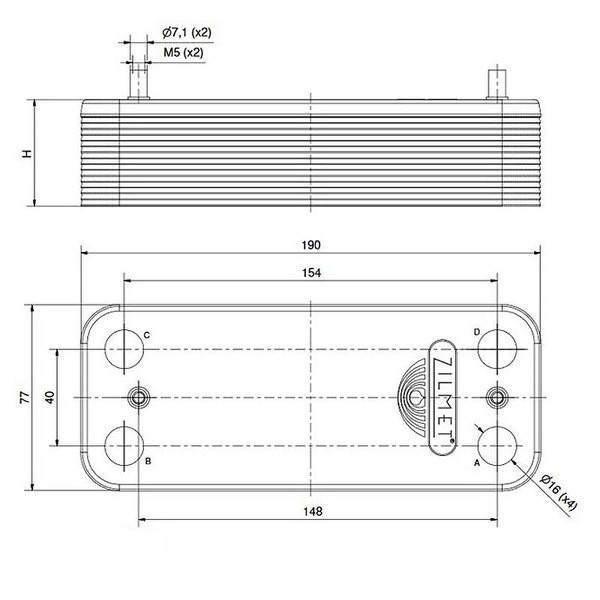 Теплообменник вторичный ГВС Ariston UNO/Chaffoteaux ELEXIA, MIRA.12 пл. (995945, 61302409) Zilmet